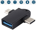 Bộ chuyển đổi OTG đa chức năng USB 3.0 cái sang USB-C / Type-C đực + Micro USB đực có lỗ móc dây