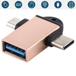 Bộ chuyển đổi OTG đa chức năng USB 3.0 cái sang USB-C / Type-C đực + Micro USB đực có lỗ móc dây