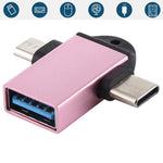 Bộ chuyển đổi OTG đa chức năng USB 3.0 cái sang USB-C / Type-C đực + Micro USB đực có lỗ móc dây