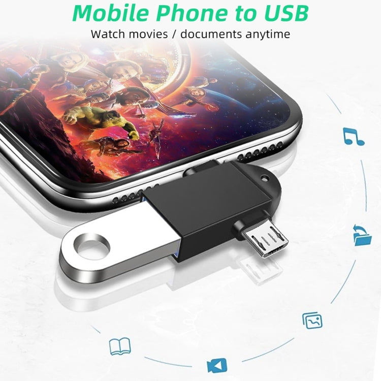 Bộ chuyển đổi OTG đa chức năng USB 3.0 cái sang USB-C / Type-C đực + Micro USB đực có lỗ móc dây