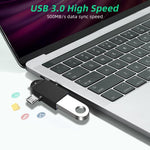Bộ chuyển đổi OTG đa chức năng USB 3.0 cái sang USB-C / Type-C đực + Micro USB đực có lỗ móc dây