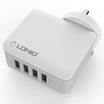 Bộ sạc du lịch thông minh LDNIO A4403 4.4A 4 cổng USB, phích cắm EU, SAS5293AU, SAS5293EU, SAS5293UK, SAS5293US