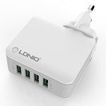 Bộ sạc du lịch thông minh LDNIO A4403 4.4A 4 cổng USB, phích cắm EU, SAS5293AU, SAS5293EU, SAS5293UK, SAS5293US