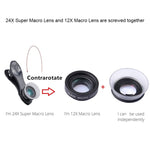 Ống kính điện thoại di động đa năng 2 trong 1 APEXEL APL-24X-H 12X & 24X Macro với nắp che ống kính
