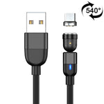 Cáp sạc đồng bộ dữ liệu nam USB sang Micro USB 540 độ xoay có nam châm 3A dài 1m, Micro USB 1m