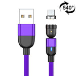 Cáp sạc đồng bộ dữ liệu từ USB sang Micro USB bện nylon dài 2m, dòng ra 3A, có thể xoay 540 độ và nam châm, 2m Micro USB