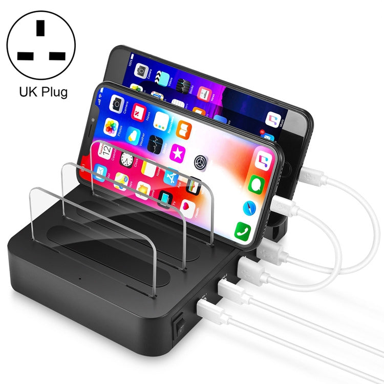 Bộ sạc thông minh 45W PD USB-C / Type-C + 18W PD USB-C / Type-C + 18W QC 3.0 USB + cổng USB với viền tháo rời, phích cắm UK, 016PD phích cắm UK