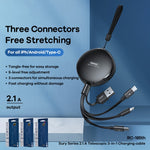 REMAX RC-185th 3 trong 1 2.1A USB sang 8 Pin + USB-C / Type-C + Micro USB Dây sạc dữ liệu thu phóng Sury Series