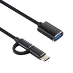 Cáp bộ chuyển đổi OTG bện nylon USB 3.0 cái sang Micro USB + USB-C / Type-C đực sạc + truyền dữ liệu, chiều dài cáp: 11cm, Micro USB đen, Micro USB xanh dương, Micro USB đỏ, Micro USB bạc, Micro USB trắng