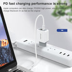 Bộ sạc du lịch sạc nhanh awei PD4 20W PD Type-C + QC 3.0 USB kèm cáp dữ liệu, phích cắm EU