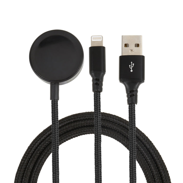 Dây sạc đa năng 2 trong 1 8 Pin + đế sạc từ tính cho iPhone / Apple Watch, chiều dài: 1m, 2 trong 1