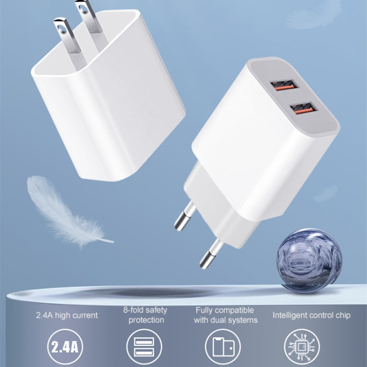 Bộ sạc du lịch sạc nhanh cổng USB đôi 2.4A M117, phích cắm EU, USB đôi