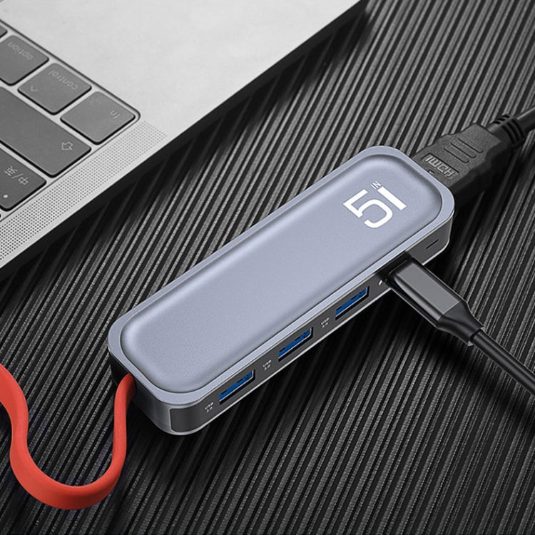 Dock đa chức năng ROCK RT16 5 trong 1 Type-C / USB-C sang HDMI + 4 cổng USB 3.0, bộ chuyển đổi mở rộng HUB, RT16