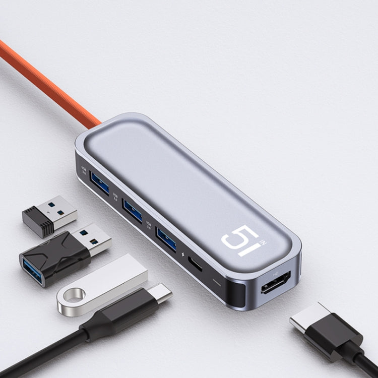 Dock đa chức năng ROCK RT16 5 trong 1 Type-C / USB-C sang HDMI + 4 cổng USB 3.0, bộ chuyển đổi mở rộng HUB, RT16