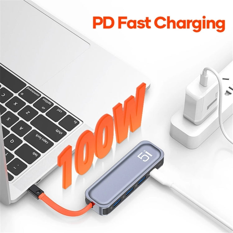 Dock đa chức năng ROCK RT16 5 trong 1 Type-C / USB-C sang HDMI + 4 cổng USB 3.0, bộ chuyển đổi mở rộng HUB, RT16