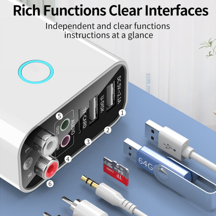 Bộ phát thu âm thanh Bluetooth 5.0 K16 2 trong 1 cổng ra kép 3.5mm AUX + RAC kèm điều khiển từ xa, phích cắm US, phích cắm US