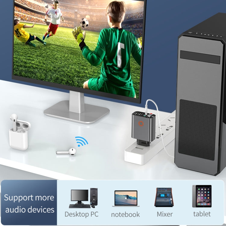 Bộ phát thu âm thanh Bluetooth 5.0 K16 2 trong 1 cổng ra kép 3.5mm AUX + RAC kèm điều khiển từ xa, phích cắm EU, phích cắm EU