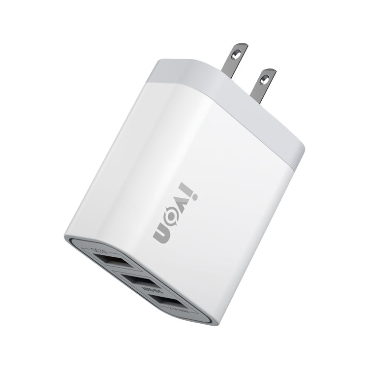 Bộ sạc du lịch IVON AD37 5A QC 3.0 ba cổng USB, phích cắm Mỹ, AD37