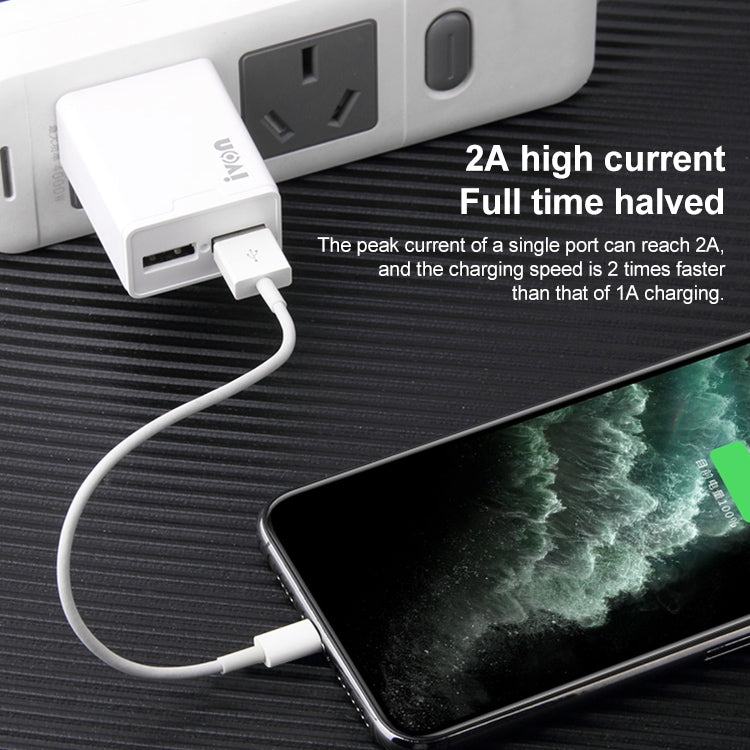 Bộ sạc du lịch IVON AD38 5V 2.1A hai cổng USB, phích cắm Mỹ, AD38