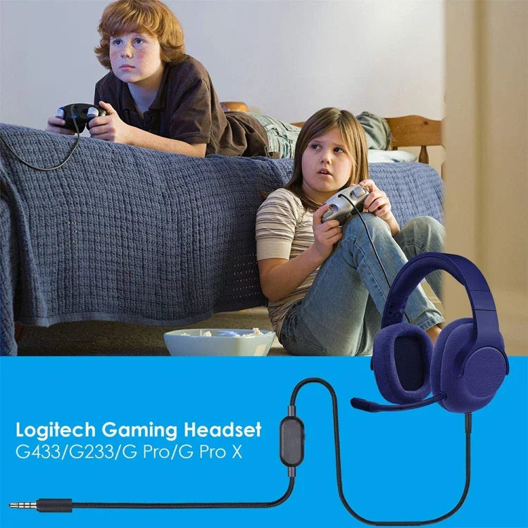 ZS0159 Cáp âm thanh tai nghe chơi game 3.5mm đực sang đực có điều khiển dây cho Logitech G433 / G233 / G Pro / G Pro X, chiều dài cáp: 2m