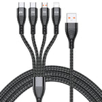 Dây sạc dữ liệu nhanh 4 trong 1 66W 6A USB sang 8 Pin + Micro USB + USB-C / Type-C đôi, chiều dài cáp: 1.2m, 66W