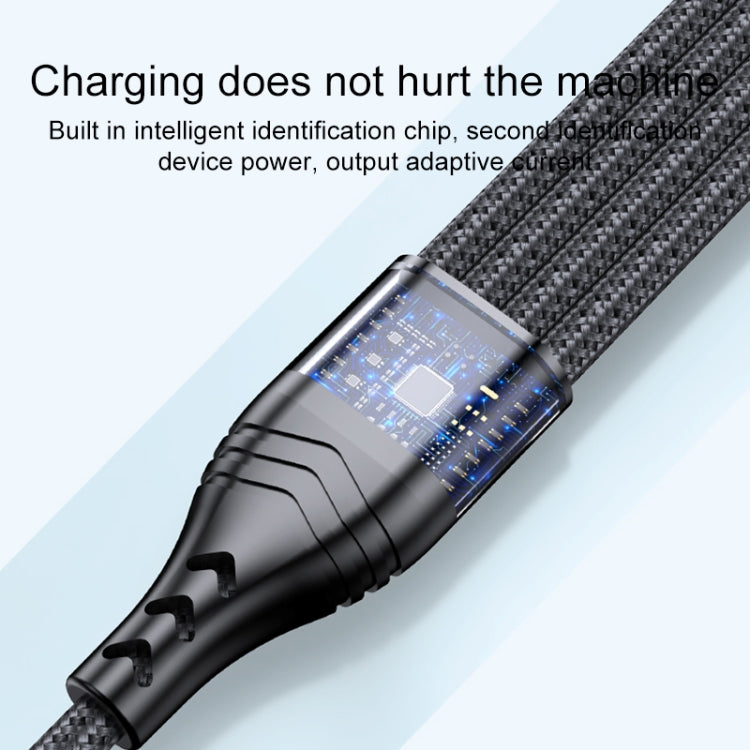 Dây sạc dữ liệu nhanh 4 trong 1 66W 6A USB sang 8 Pin + Micro USB + USB-C / Type-C đôi, chiều dài cáp: 1.2m, 66W