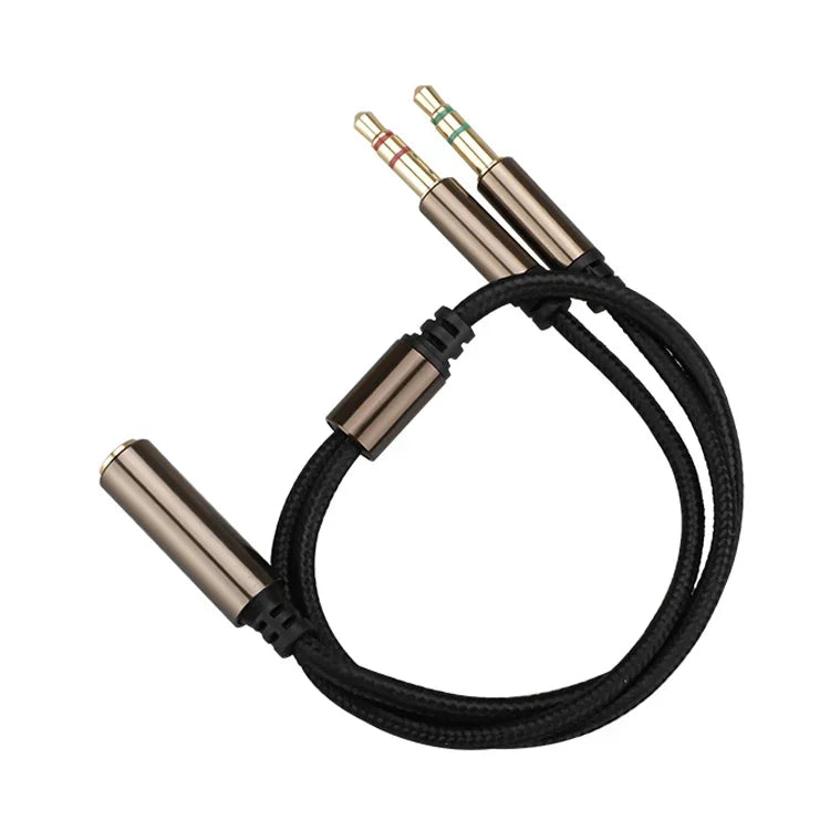 ZS0135 Cáp chuyển đổi tai nghe 3.5mm cái sang đôi 3.5mm đực cho SteelSeries Arctis 3 / 5 / 7, chiều dài cáp: 30cm, cáp chuyển đổi
