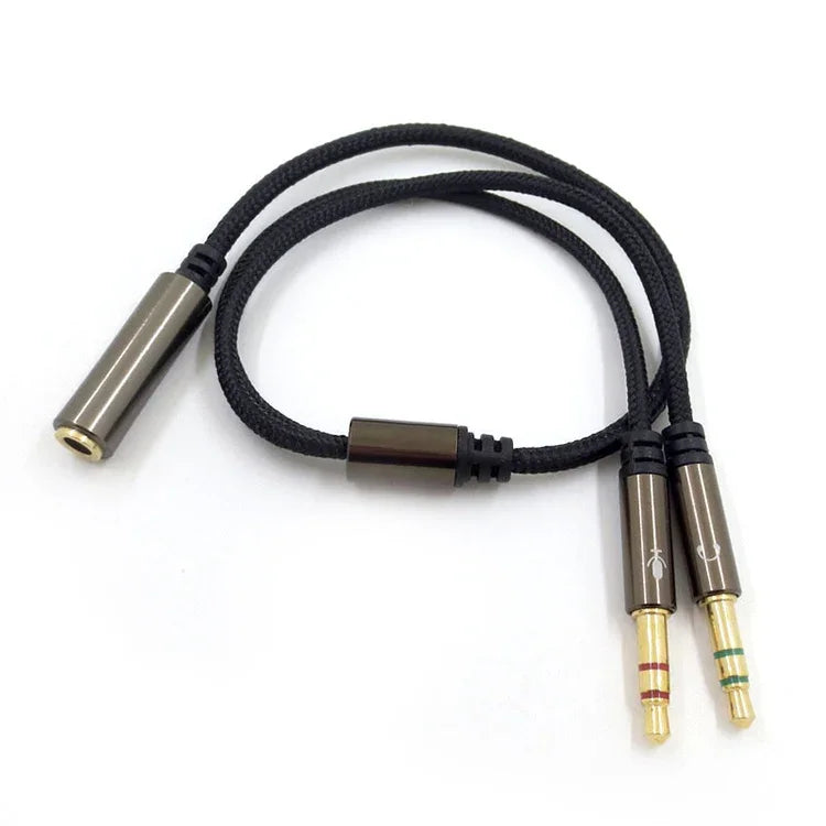 ZS0135 Cáp chuyển đổi tai nghe 3.5mm cái sang đôi 3.5mm đực cho SteelSeries Arctis 3 / 5 / 7, chiều dài cáp: 30cm, cáp chuyển đổi