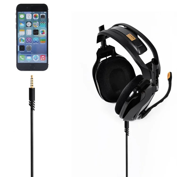 ZS0175 Cáp âm thanh tai nghe điều chỉnh âm lượng 3.5mm đực sang đực cho Logitech Astro A10 / A40 / A30, chiều dài cáp: 2m, dành cho Logitech Astro A10 2m