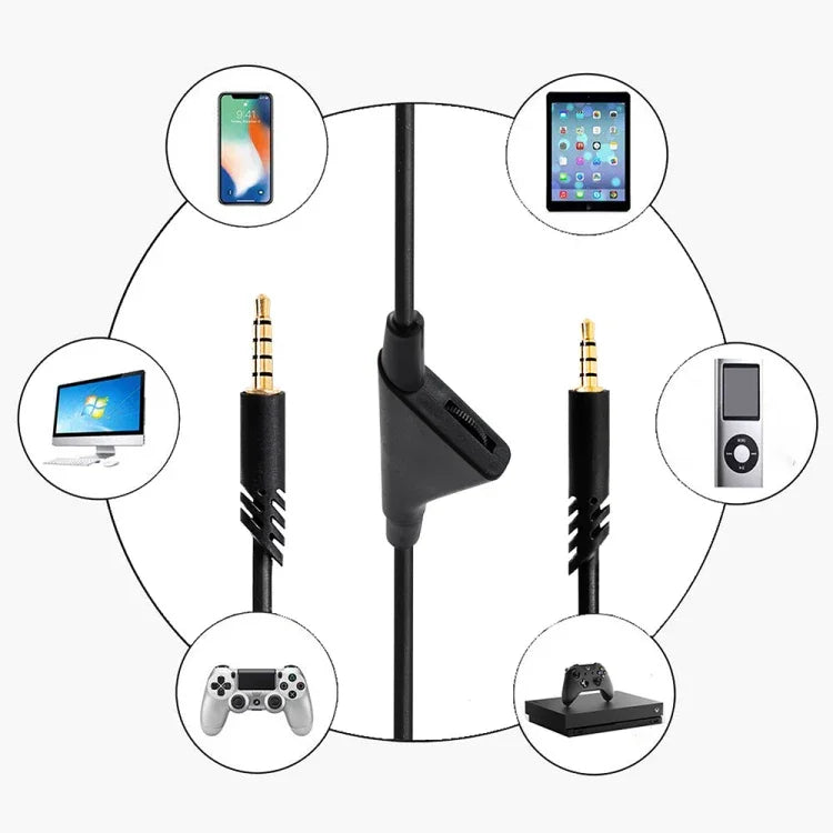 ZS0175 Cáp âm thanh tai nghe điều chỉnh âm lượng 3.5mm đực sang đực cho Logitech Astro A10 / A40 / A30, chiều dài cáp: 2m, dành cho Logitech Astro A10 2m