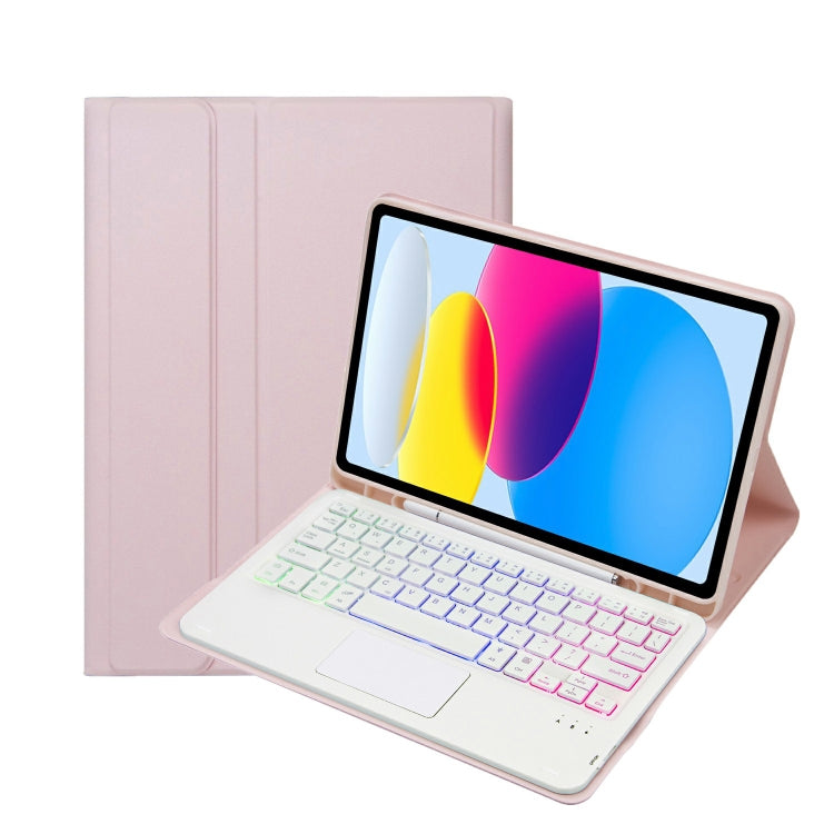 Bao da máy tính bảng bàn phím cảm ứng Bluetooth có đèn nền họa tiết da cừu A10B-AS có ngăn đựng bút cho iPad 11 2025 / thế hệ 10 10.9 2022, A10B-AS