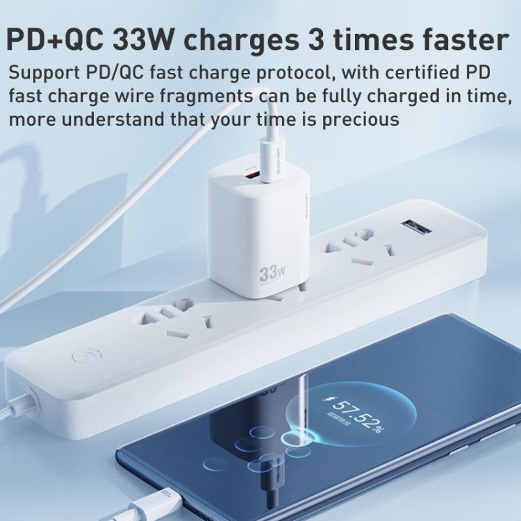 Bộ sạc nhanh dòng điện 33W WK WP-U140 USB+USB-C/Type-C, thông số kỹ thuật: phích cắm US, 33W phích cắm US