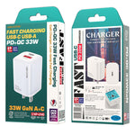 Bộ sạc nhanh dòng điện 33W WK WP-U140 USB+USB-C/Type-C, thông số kỹ thuật: phích cắm US, 33W phích cắm US