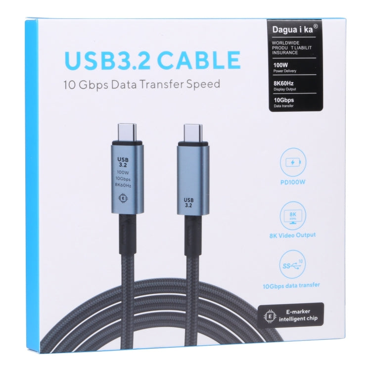 Cáp video 10Gbps 8K USB-C/Type-C sang USB-C/Type-C tương thích với USB 3.2, chiều dài: 1m, 10Gbps Type-C sang Type-C