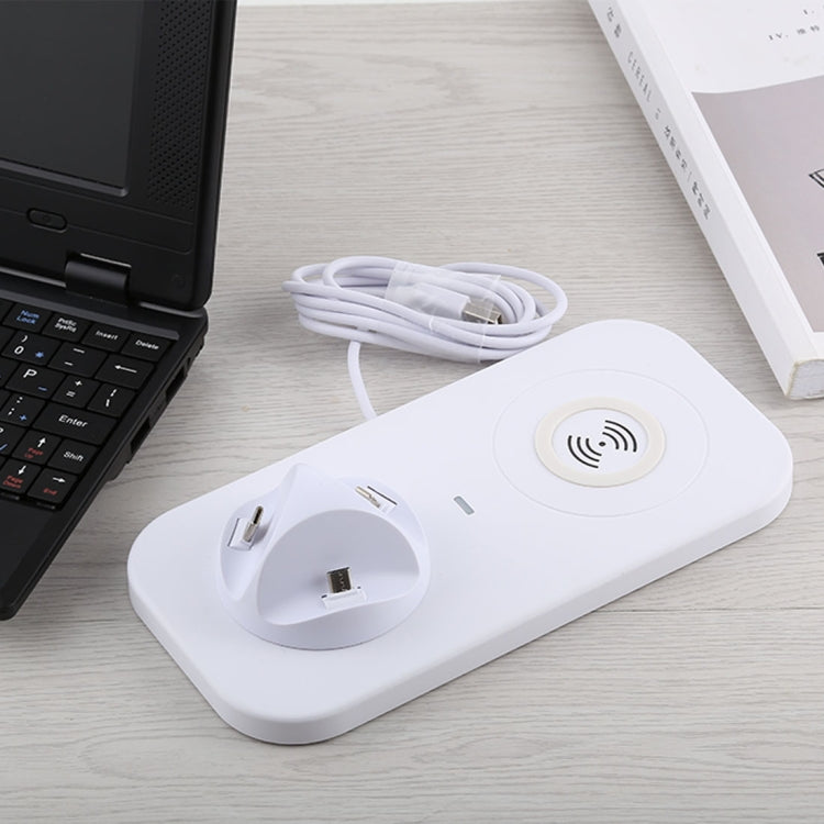 Dock sạc USB sang 3 trong 1 (8 Pin + Micro USB + USB-C / Type-C) để bàn sạc, đồng bộ dữ liệu, giá đỡ với sạc không dây Qi & cáp USB