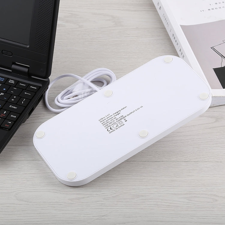 Dock sạc USB sang 3 trong 1 (8 Pin + Micro USB + USB-C / Type-C) để bàn sạc, đồng bộ dữ liệu, giá đỡ với sạc không dây Qi & cáp USB