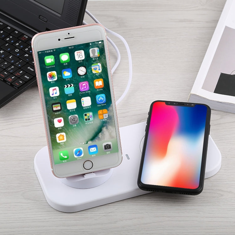 Dock sạc USB sang 3 trong 1 (8 Pin + Micro USB + USB-C / Type-C) để bàn sạc, đồng bộ dữ liệu, giá đỡ với sạc không dây Qi & cáp USB