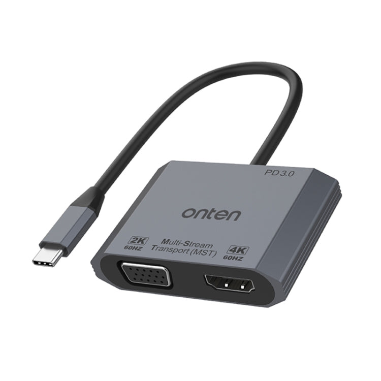 Bộ chuyển đổi video sạc nhanh 3 trong 1 Type-C sang HDMI+VGA+PD Onten M205, M205