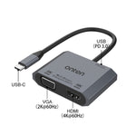 Bộ chuyển đổi video sạc nhanh 3 trong 1 Type-C sang HDMI+VGA+PD Onten M205, M205