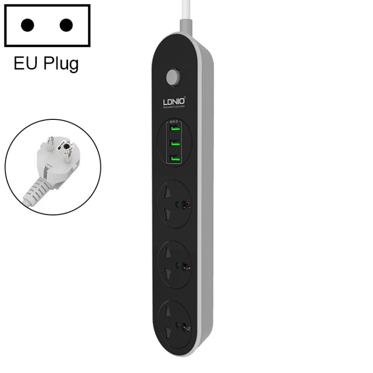 Ổ cắm du lịch văn phòng gia đình LDNIO SC3301 3 cổng USB, Chiều dài cáp: 1.6m, Phích cắm US, SAS8610AUS, SAS8610BUS, SAS8610EU, SAS8610UK