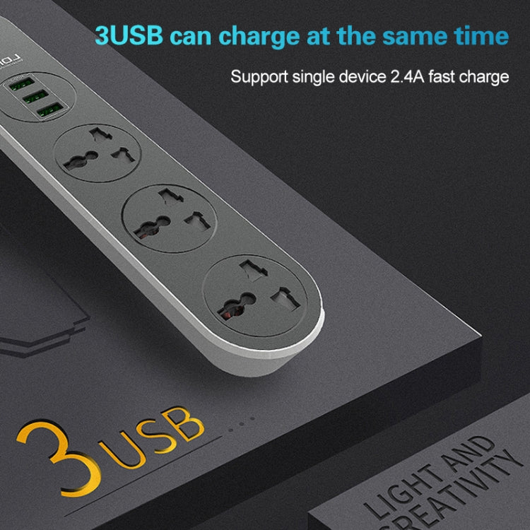 Ổ cắm du lịch văn phòng gia đình LDNIO SC3301 3 cổng USB, Chiều dài cáp: 1.6m, Phích cắm US, SAS8610AUS, SAS8610BUS, SAS8610EU, SAS8610UK