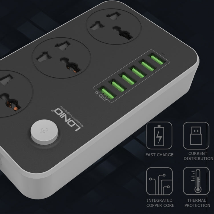 Ổ cắm đa năng du lịch văn phòng gia đình LDNIO SC3604 6 cổng USB, chiều dài cáp: 2m, phích cắm US, SAS8611AUK, SAS8611AUS, SAS8611BUK, SAS8611BUS, SAS8611EU