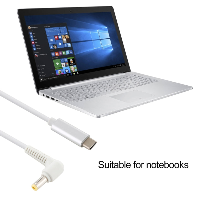 Cáp sạc nguồn laptop USB-C / Type-C sang 5.5 x 2.5mm, chiều dài cáp: khoảng 1.5m, Type-C sang 5.5 x 2.5mm (góc vuông)