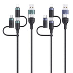 USAMS US-SJ547 U62 USB + Type-C / USB-C toType-C / USB-C + 8 Pin + Micro Aluminum Alloy PD Fast Charging Data Cable, Length: 1.2m