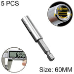 5 cái đầu khoan điện 1/4 thanh nối từ tính cao, ống nối khoan súng, khớp nối xoay nhanh, chiều dài: 60mm, khớp nối 60mm