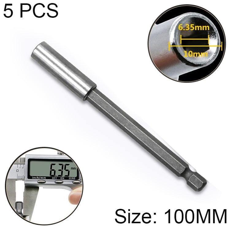 5 Chiếc Đầu Khoan Điện 1/4 Thanh Kết Nối Nam Châm Mạnh Thanh Mở Rộng Khoan Tay Khớp Nhanh, Chiều Dài: 100mm, Khớp 100mm