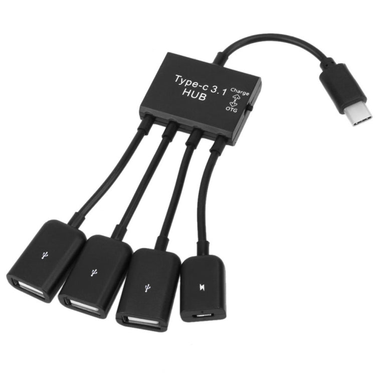 Cáp HUB sạc OTG USB-C / Type-C đực sang 3 cổng USB cái + Micro USB cái, 3 cổng USB + Micro USB