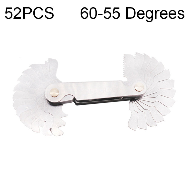 52 cái thước đo ren thép không gỉ CR tiêu chuẩn mét 60 độ + Anh 55 độ, 52 cái thước đo ren