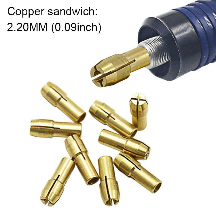 10 cái đai kẹp đồng ba càng cho phụ kiện máy mài điện, đường kính lỗ: 2.2mm, đường kính lỗ: 2.2mm