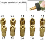 10 trong 1 đai kẹp đồng ba càng cho phụ kiện máy mài điện, đường kính lỗ: 0.5-3.2mm, đường kính lỗ: 0.5-3.2mm